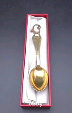 A. Mickelsen Gold Plated and Enamel Sterling Silver Christmas Spoon 1948