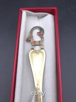 A. Mickelsen Gold Plated and Enamel Sterling Silver Christmas Spoon 1948