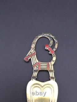 A. Mickelsen Gold Plated and Enamel Sterling Silver Christmas Spoon 1948