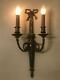 A Pair Of Antique Silver Plated Candle Styled Wall Lights Sconces 2 light 20