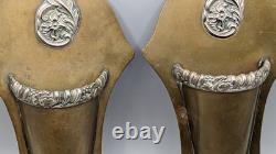 A Pair of Antique Brass Wall Pockets with Silver Plated Decorations