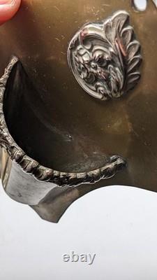 A Pair of Antique Brass Wall Pockets with Silver Plated Decorations