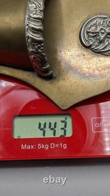 A Pair of Antique Brass Wall Pockets with Silver Plated Decorations