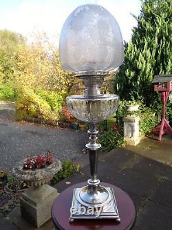 A Stunning Victorian Silver Plate With Cut Glass Font Twin Duplex Oil Lamp