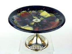 A Superb Wm Moorcroft Wisteria Pattern Tazza on Silver Plated Stand