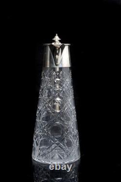 A Vintage Sheffield Silver Plated Cut Crystal Glass Claret Jug Barware