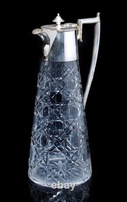 A Vintage Sheffield Silver Plated Cut Crystal Glass Claret Jug Barware