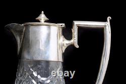 A Vintage Sheffield Silver Plated Cut Crystal Glass Claret Jug Barware