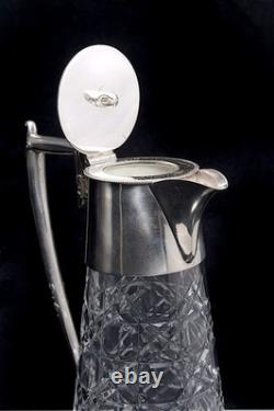 A Vintage Sheffield Silver Plated Cut Crystal Glass Claret Jug Barware