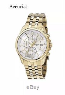 Accurist Mens Gold Plated Chronograph Watch 100% Original New MB933S