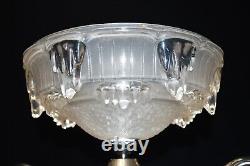 Aladdin Lamp silver plated two-handled French Ezan hand moulded iridescent shade