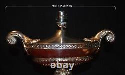 Aladdin Lamp silver plated two-handled French Ezan hand moulded iridescent shade