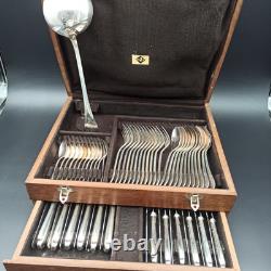 Alfenide Silver Plated Metal Cutlery Set Pompadour Christofle 61 Pieces
