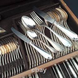 Alfenide Silver Plated Metal Cutlery Set Pompadour Christofle 61 Pieces