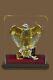 American Bald Eagle 24KT GOLD SILVER Plated Bronze Statue Sculpture Glass Case