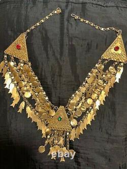 Ancien Collier Argent Or Tunisien Ethnic Tunisian Silver Gold Plated Necklace