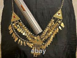 Ancien Collier Argent Or Tunisien Ethnic Tunisian Silver Gold Plated Necklace