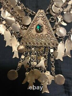 Ancien Collier Argent Or Tunisien Ethnic Tunisian Silver Gold Plated Necklace