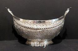 Anglo Indian Solid Silver Kashmir Kashkul Bowl, 1890s. 101 Grams