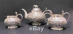 Anglo Indian Solid Silver Tea Set. Lucknow, 1890s. 634 Grams