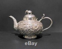 Anglo Indian Solid Silver Tea Set. Lucknow, 1890s. 634 Grams