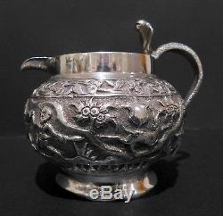 Anglo Indian Solid Silver Tea Set. Lucknow, 1890s. 634 Grams