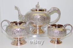 Anglo Indian Solid Silver Tea Set. Madras, 1890s. 791 Grams