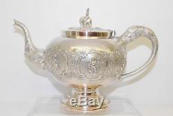 Anglo Indian Solid Silver Tea Set. Madras, 1890s. 791 Grams