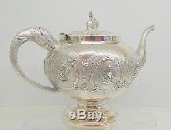 Anglo Indian Solid Silver Tea Set. Madras, 1890s. 791 Grams