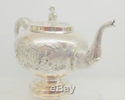 Anglo Indian Solid Silver Tea Set. Madras, 1890s. 791 Grams