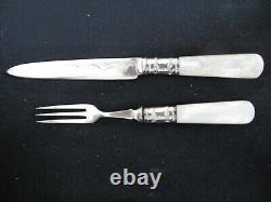 Antique 12 Piece Silver Plate & Mother Of Pearl Fruit Set By Cutlers To Royalty