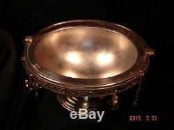 Antique 1800's Silver Rotating Cover Butter Dish On Pedestal c/ Original Insert