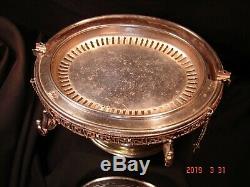 Antique 1800's Silver Rotating Cover Butter Dish On Pedestal c/ Original Insert