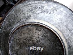 Antique 1800s. Arabic Islamic Silver Overlay Copper Plate, Engraved Makers Mark