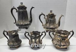 Antique 1800s Middletown Plate Co 5 Pc Silverplate Tea Coffee Set Victorian 1765