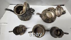 Antique 1800s Middletown Plate Co 5 Pc Silverplate Tea Coffee Set Victorian 1765