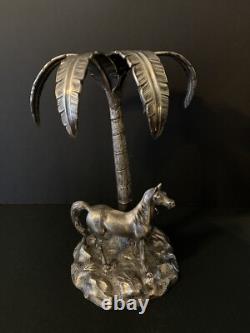 Antique 1870s Victorian Centrepiece Britannia Silver Arab Horse & Palm Tree L&W