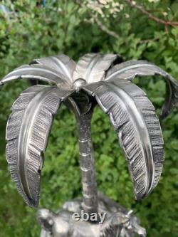 Antique 1870s Victorian Centrepiece Britannia Silver Arab Horse & Palm Tree L&W
