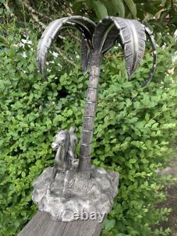Antique 1870s Victorian Centrepiece Britannia Silver Arab Horse & Palm Tree L&W