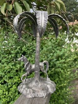 Antique 1870s Victorian Centrepiece Britannia Silver Arab Horse & Palm Tree L&W