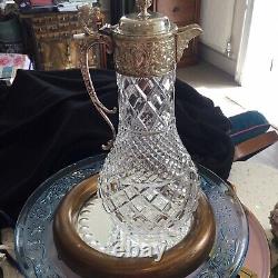 Antique 1880, Classical Bacchu, Silver Plated lidded Claret Jug marked 222
