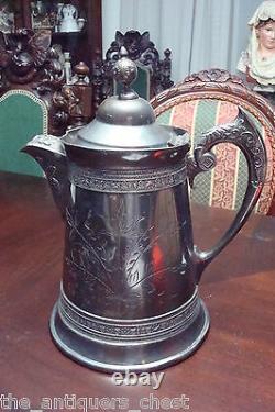 Antique 1880's J. A. Babcock & Co Silver Plated coffee pot Acorn Lid 12 ORIGINAL