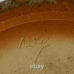 Antique 1881 Doulton Lambeth Jug Potter Signed Louisa Ayling Silver Plated Rim