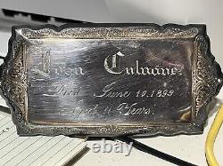 Antique 1899 Died Aged 11 Years Engraved Silverplate Funeral Casket Plaque Plate