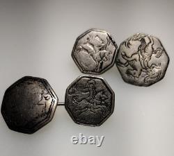 Antique 18th century Dutch Silver Ruitertjes Horseman Button Convert Cufflinks