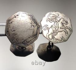 Antique 18th century Dutch Silver Ruitertjes Horseman Button Convert Cufflinks