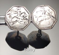 Antique 18th century Dutch Silver Ruitertjes Horseman Button Convert Cufflinks