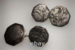 Antique 18th century Dutch Silver Ruitertjes Horseman Button Convert Cufflinks