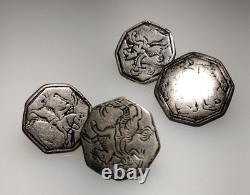 Antique 18th century Dutch Silver Ruitertjes Horseman Button Convert Cufflinks