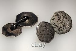Antique 18th century Dutch Silver Ruitertjes Horseman Button Convert Cufflinks